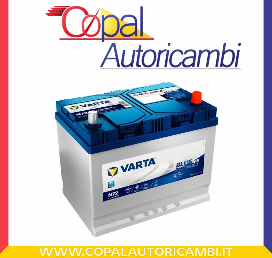 Batteria Auto Varta Blue Dynamic EFB N72 12V 72ah 760A 572501076 261x175x220mm